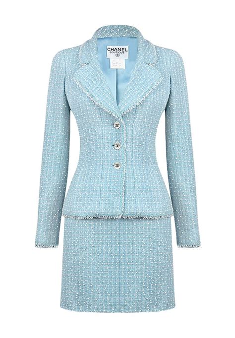 chanel light blue suit|vintage Chanel suits for women.